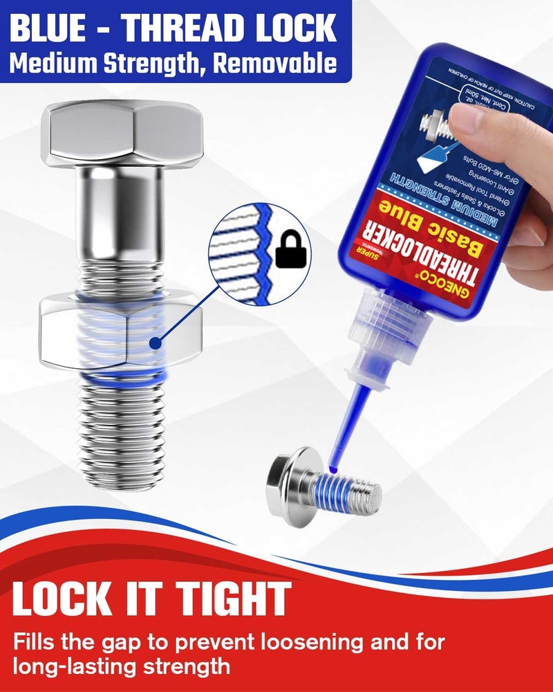 GNEOCO ThreadLocker Blue, Thread Lock Medium Strength Lock Tight for Nuts, Bolts, Fasteners and Metals, Anaerobic Curing Metal Glue to Prevent Loosening and Corrosion (medium-50ml) - Image 3